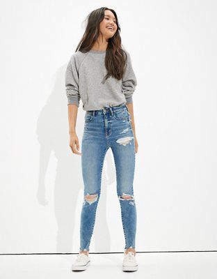 AE Forever Soft Ripped Super High-Waisted Jegging | American Eagle Outfitters (US & CA)