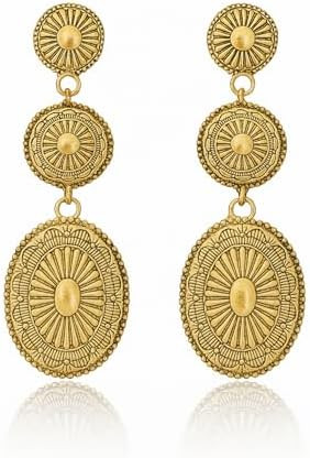 Chic Western Cowgirl Dangle Concho Earrings Boho Vintage Country Concert Sterling Silver Turquois... | Amazon (US)