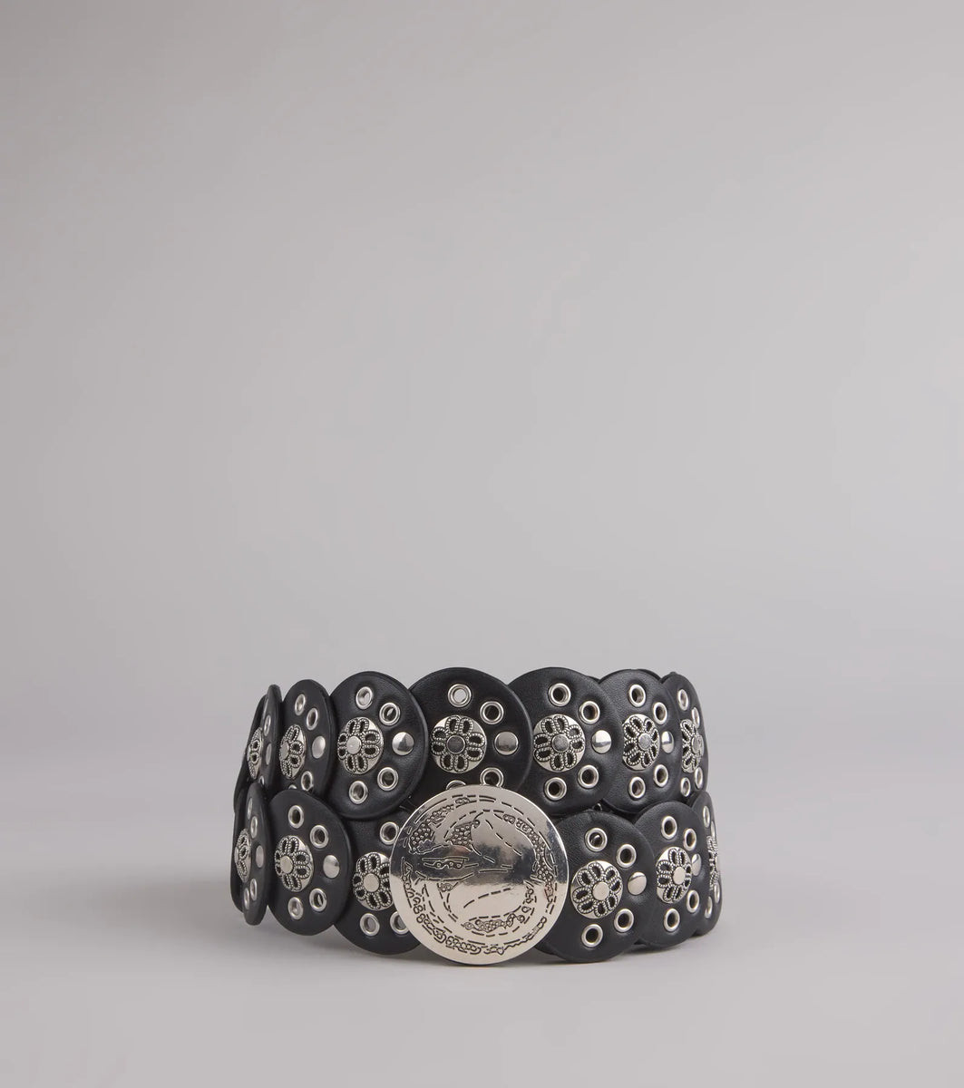 Boho Edge Faux Leather Medallion Belt | Windsor Stores