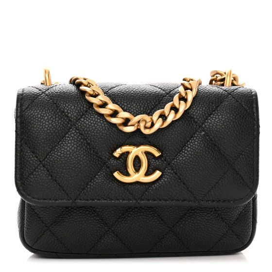 Caviar Quilted Sweetheart Clutch With Chain Black | FASHIONPHILE (US)