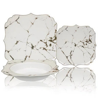 Cream Marbla Bone China 18 Pc Dinnerware Set, Service for 6 | Wayfair North America