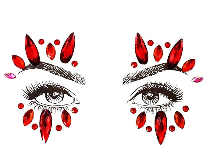 Face Jewels Stick on Face Gems Self-Adhesive Makeup Halloween Costume Rhinestone Stickers for Fes... | Amazon (US)