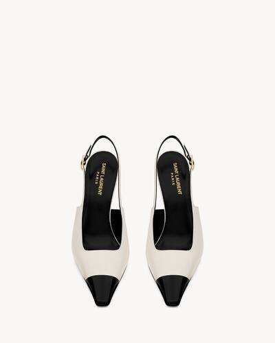 slingback pumps with a contrasting leather pointed toe, featuring a square-cut vamp, a covered as... | Saint Laurent Inc. (Global)