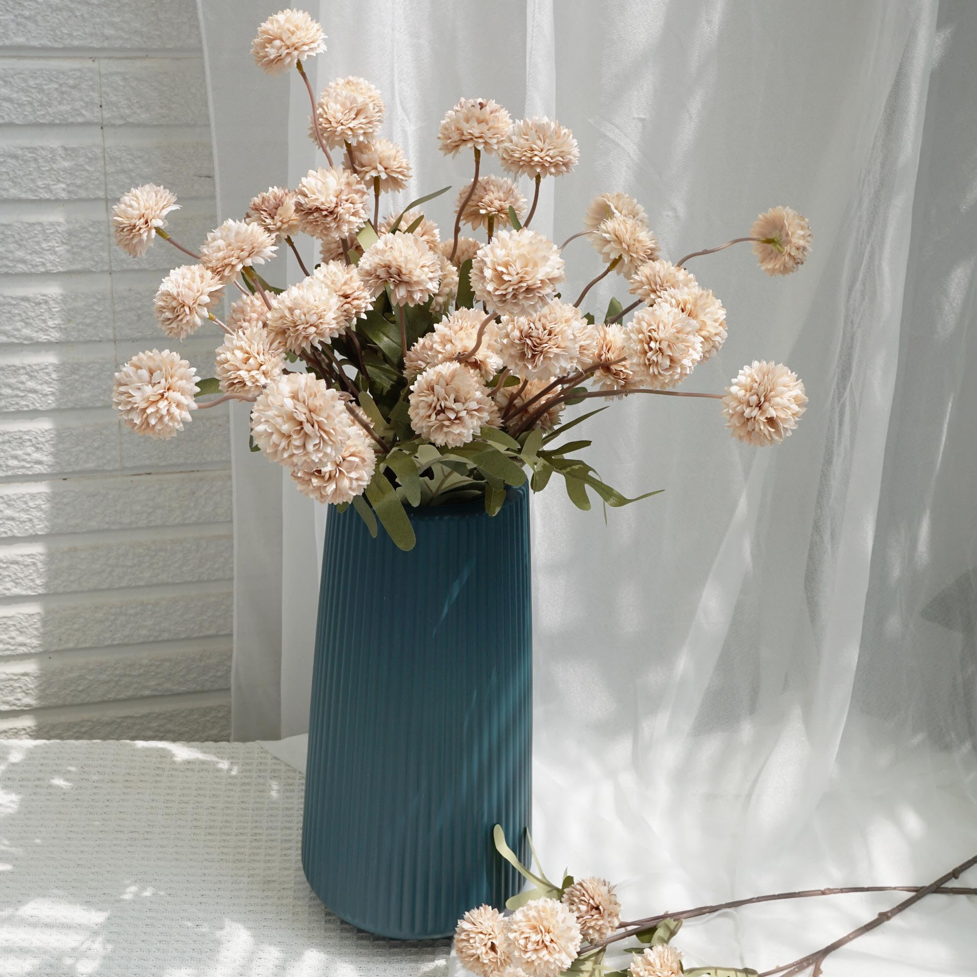 Faux Kiku Flower - Beige 12 Stems Faux Silk Mini Chrysanth with Stems Bulk Fake Wedding Filler Fl... | Amazon (US)