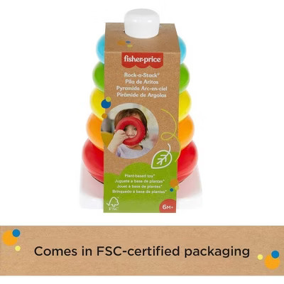 Fisher-Price Baby Stacking Toy Rock-A-Stack Rings with Roly-Poly Base, Made with Plant-Based Materials | Target