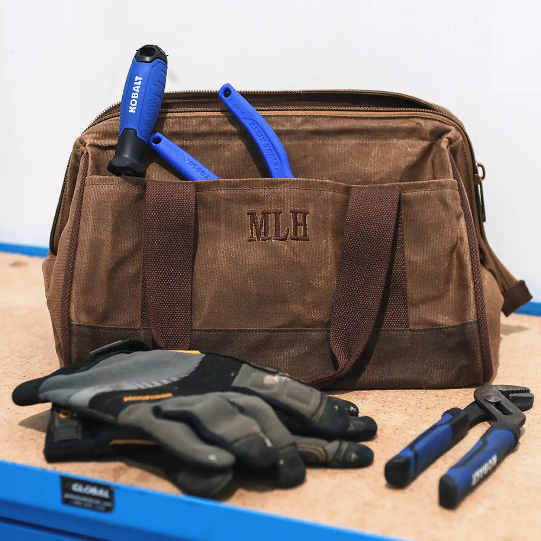Personalized Waxed Canvas Tool Bag | Marleylilly