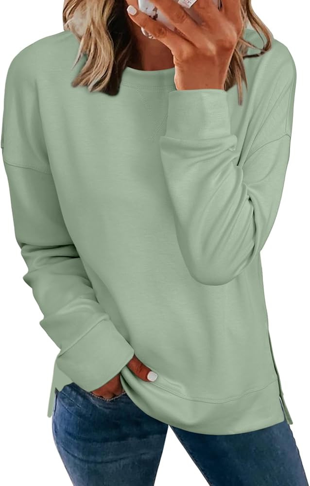 Glamaker Women's Long Sleeve Crewneck Sweatshirt Air Essentials Soft Loose Pullover Sweatshirts | Amazon (US)