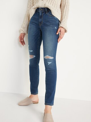 Mid-Rise Distressed Pop Icon Skinny Jeans for Women | Old Navy (US)