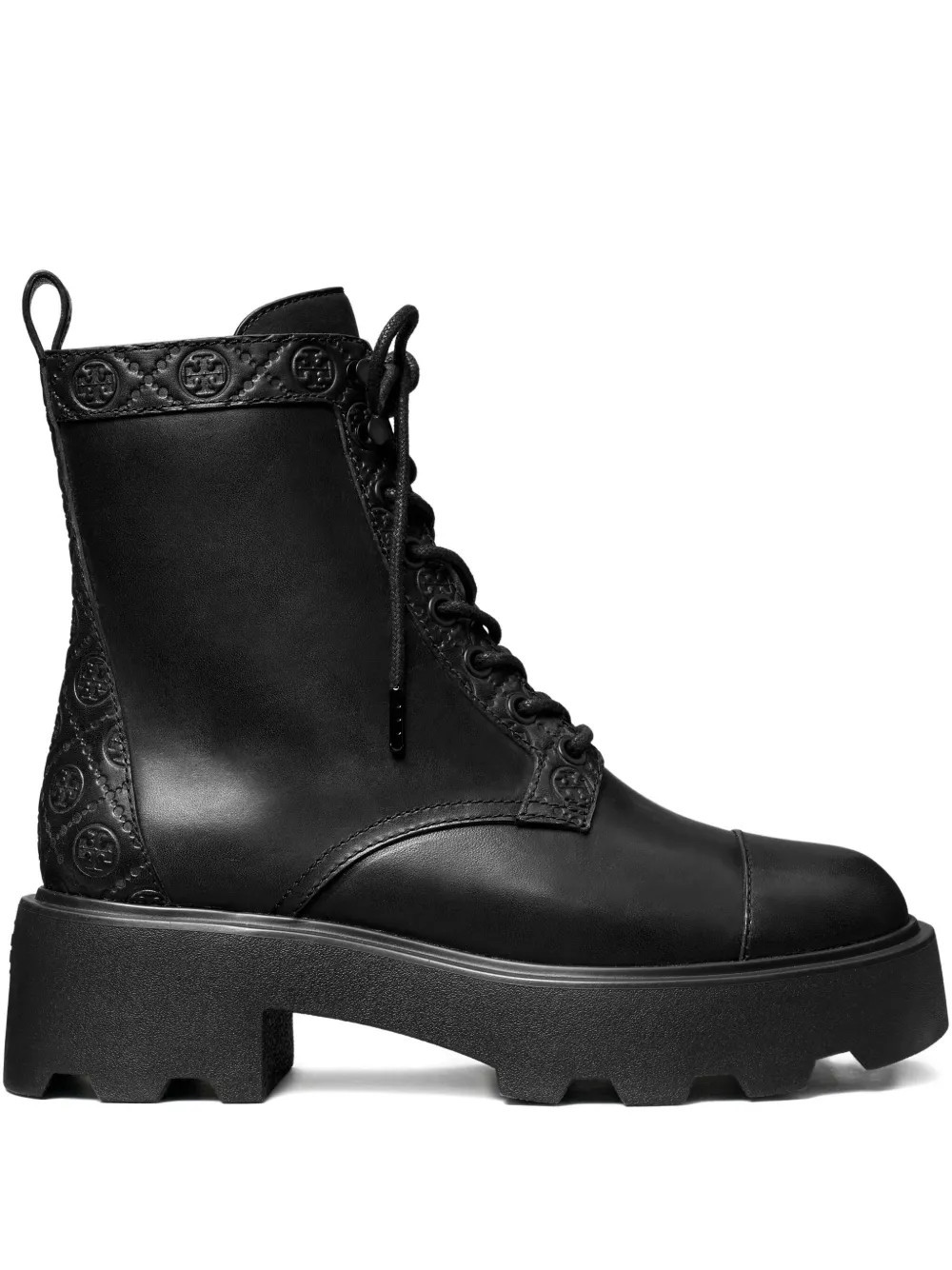 Tory Burch monogram lug sole ankle boots - Black | Farfetch Global