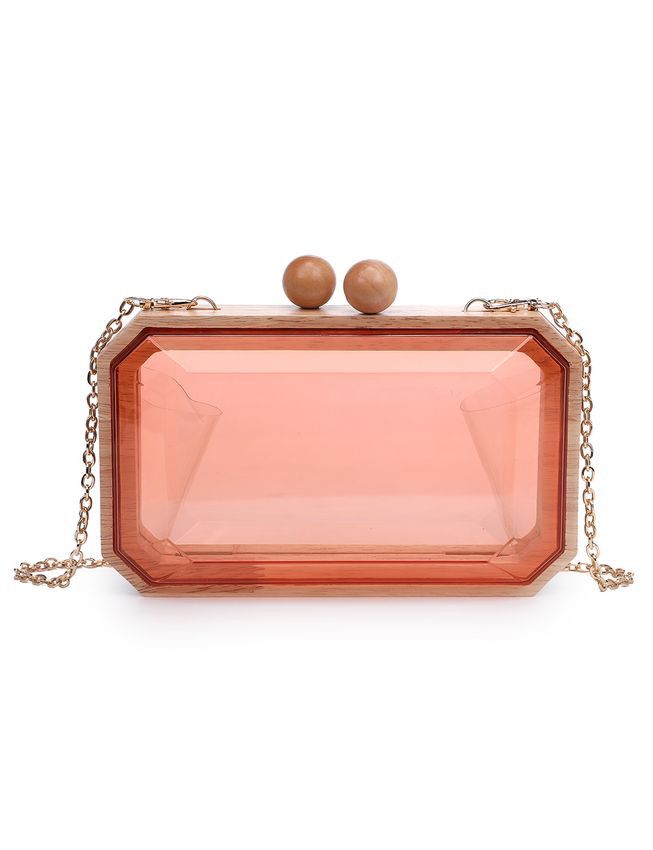 Clear Minaudiere with Wooden Ball Clasp - Extended Length | Eloquii