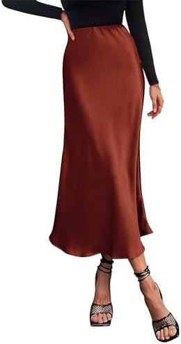 PRETTYGARDEN Women's Satin Skirts Dressy Casual 2026 Fall High Waisted Cocktail Wedding Flowy Ele... | Amazon (US)