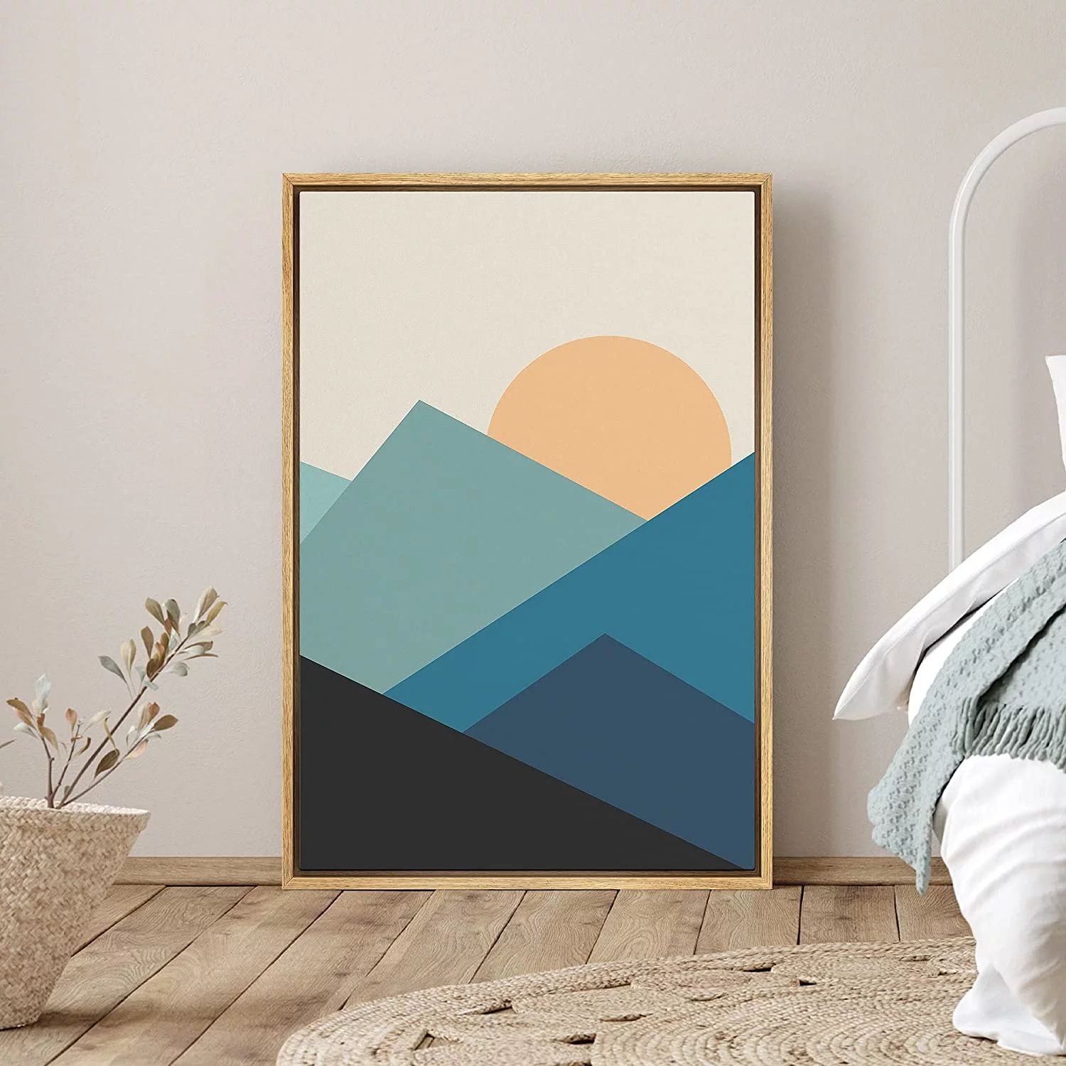PixonSign Framed Canvas Print Wall Art Triangular Mountains and Sun Abstract WildLife Illustratio... | Walmart (US)