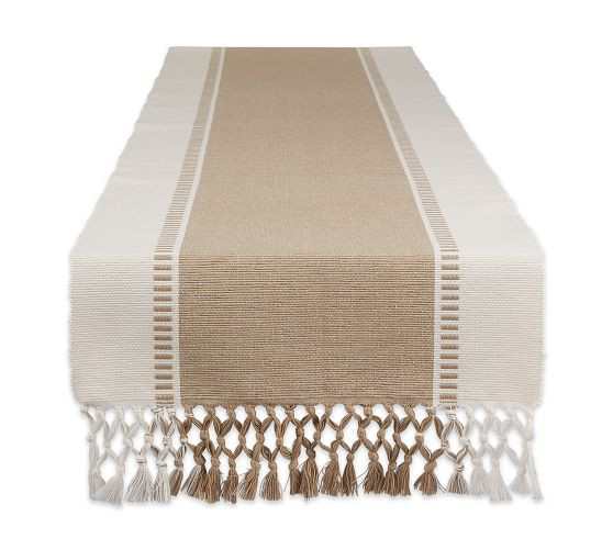 Dobby Striped Cotton Table Runner | Pottery Barn CA