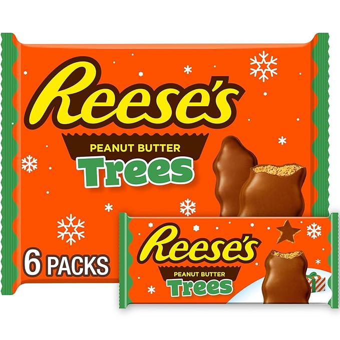 REESE'S Milk Chocolate Peanut Butter Trees, Christmas Stocking Stuffer Candy Packs, 1.2 oz (6 Cou... | Amazon (US)