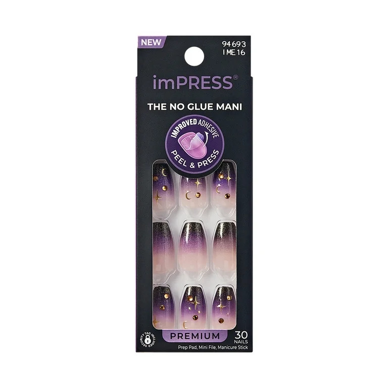 KISS Impresiona Diseño Presiona las Uñas, Noche de Fiesta, Morado, Ataúd Mediano, 30 Unidades | Walmart (US)