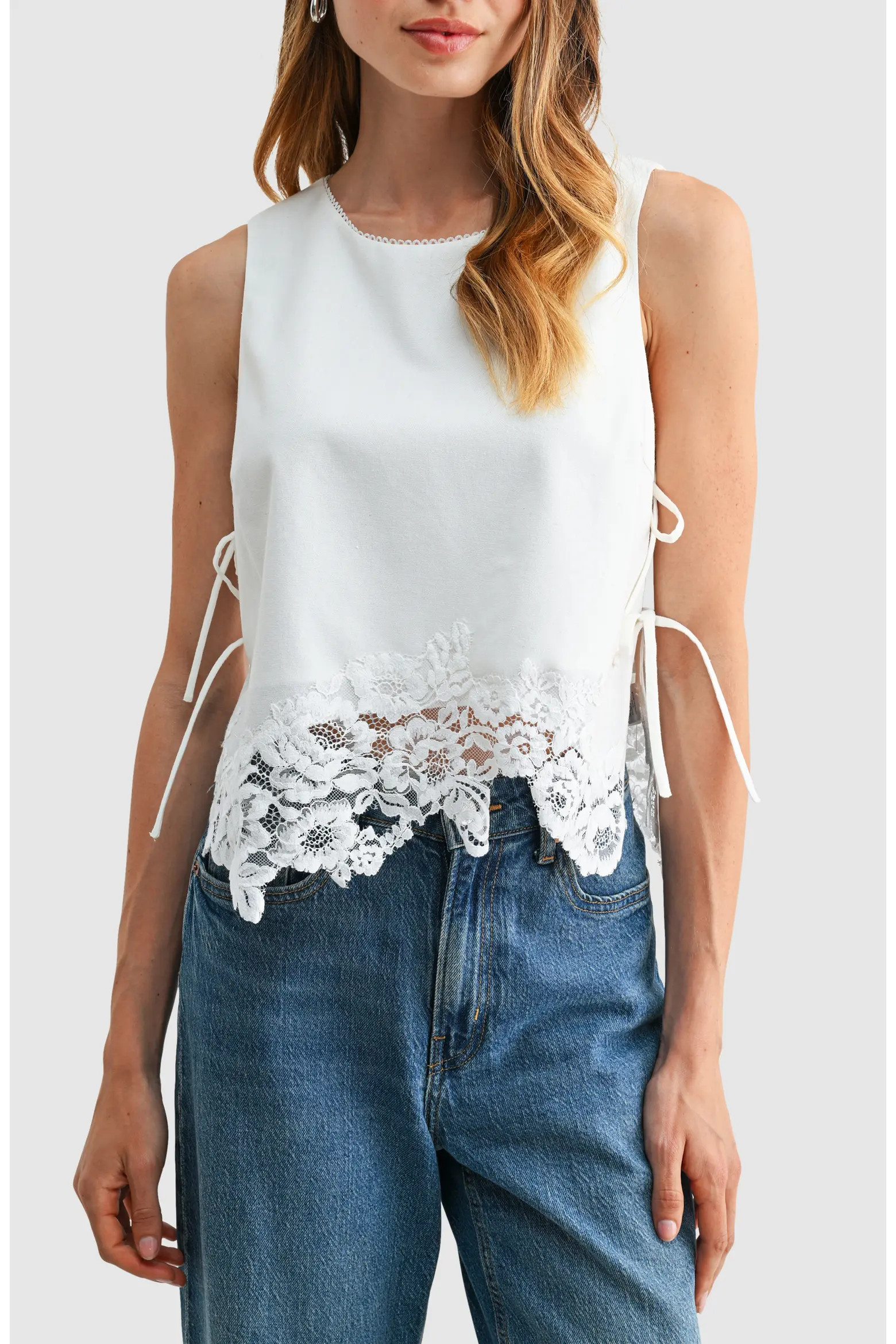 Lace Hem Side Tie Tank (Women) | Nordstrom | Nordstrom
