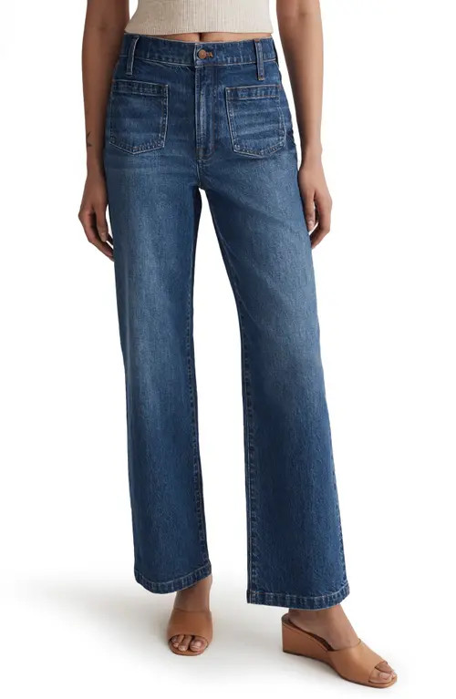 Madewell Perfect Wide Leg Jeans in Caronia Wash at Nordstrom, Size 31 | Nordstrom