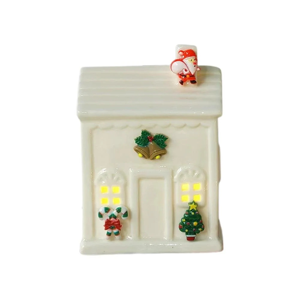 QHUDLV Ceramic House Ornament, Mini Village Lighted Figurine, Desktop Christmas Decor | Walmart (US)
