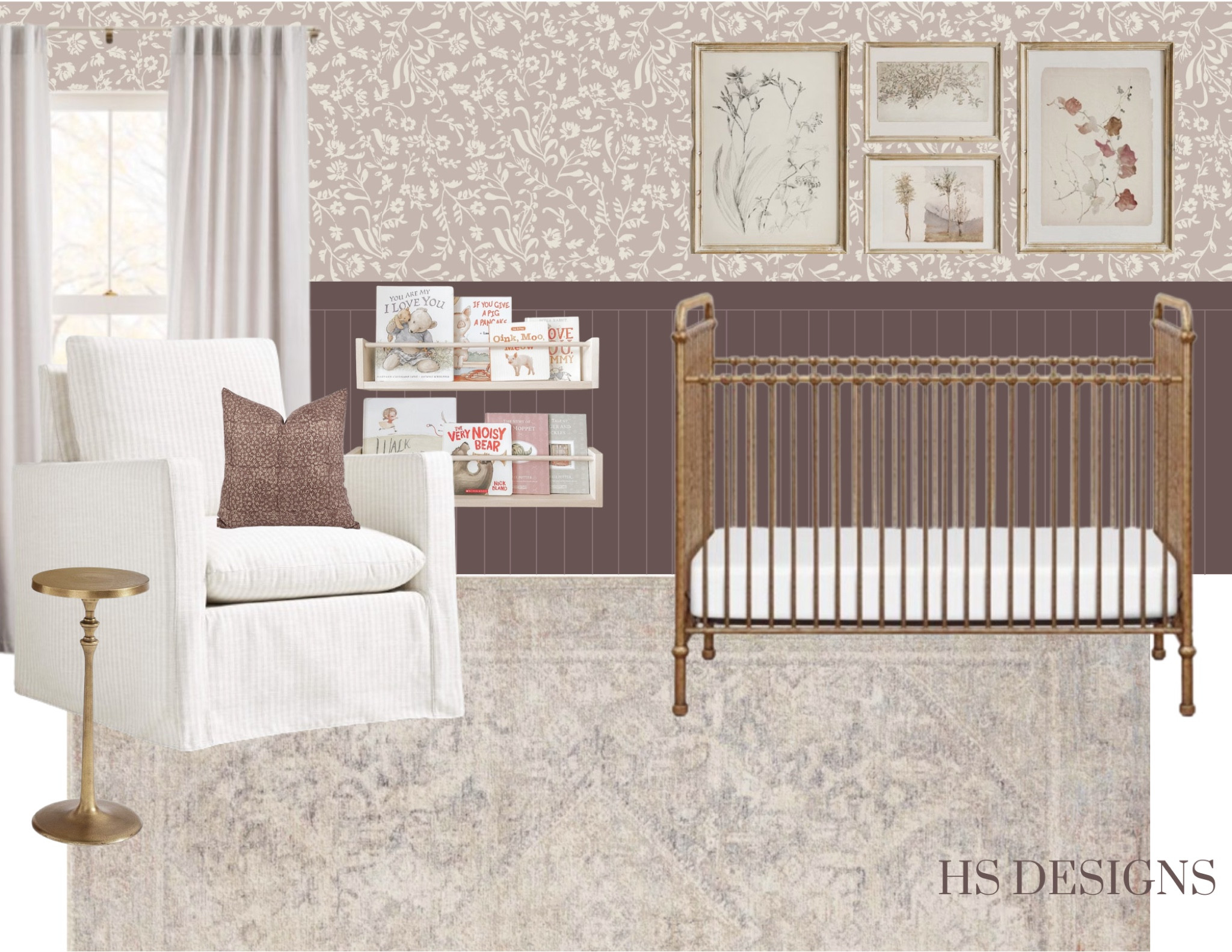 Vintage girls nursery, girls nursery, vintage, plum, mauve, pink, vintage flower, brass, crib, rocking chair 

#LTKkids #LTKhome #LTKstyletip