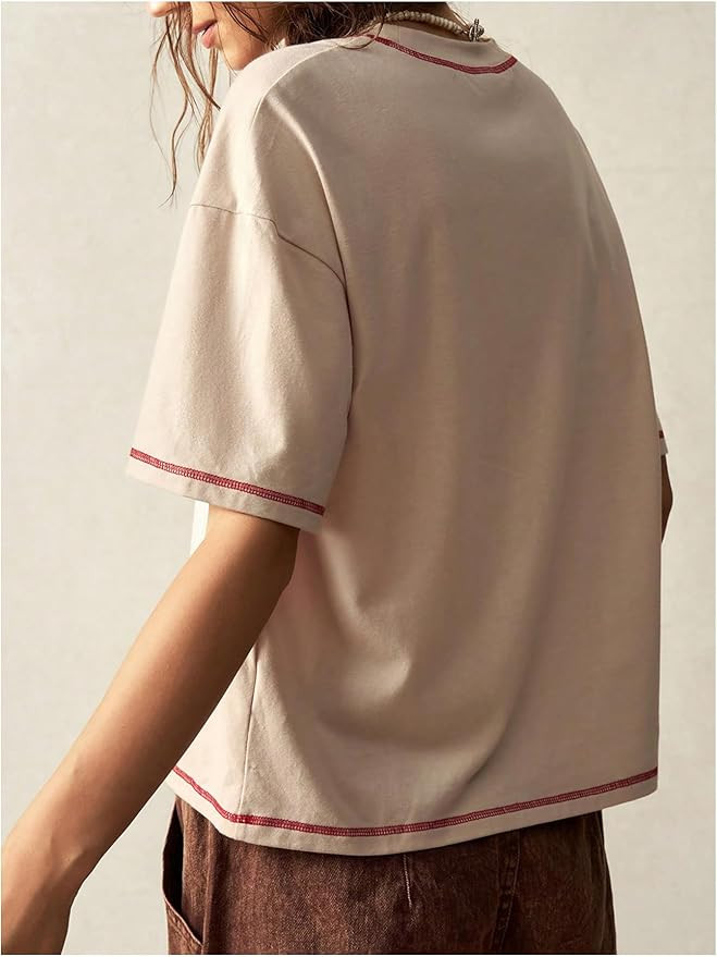 BEAUDRM Women's Graphic Boho Short Sleeve Tee Tops Crewneck Loose Fit T Shirts Streetwear | Amazon (US)