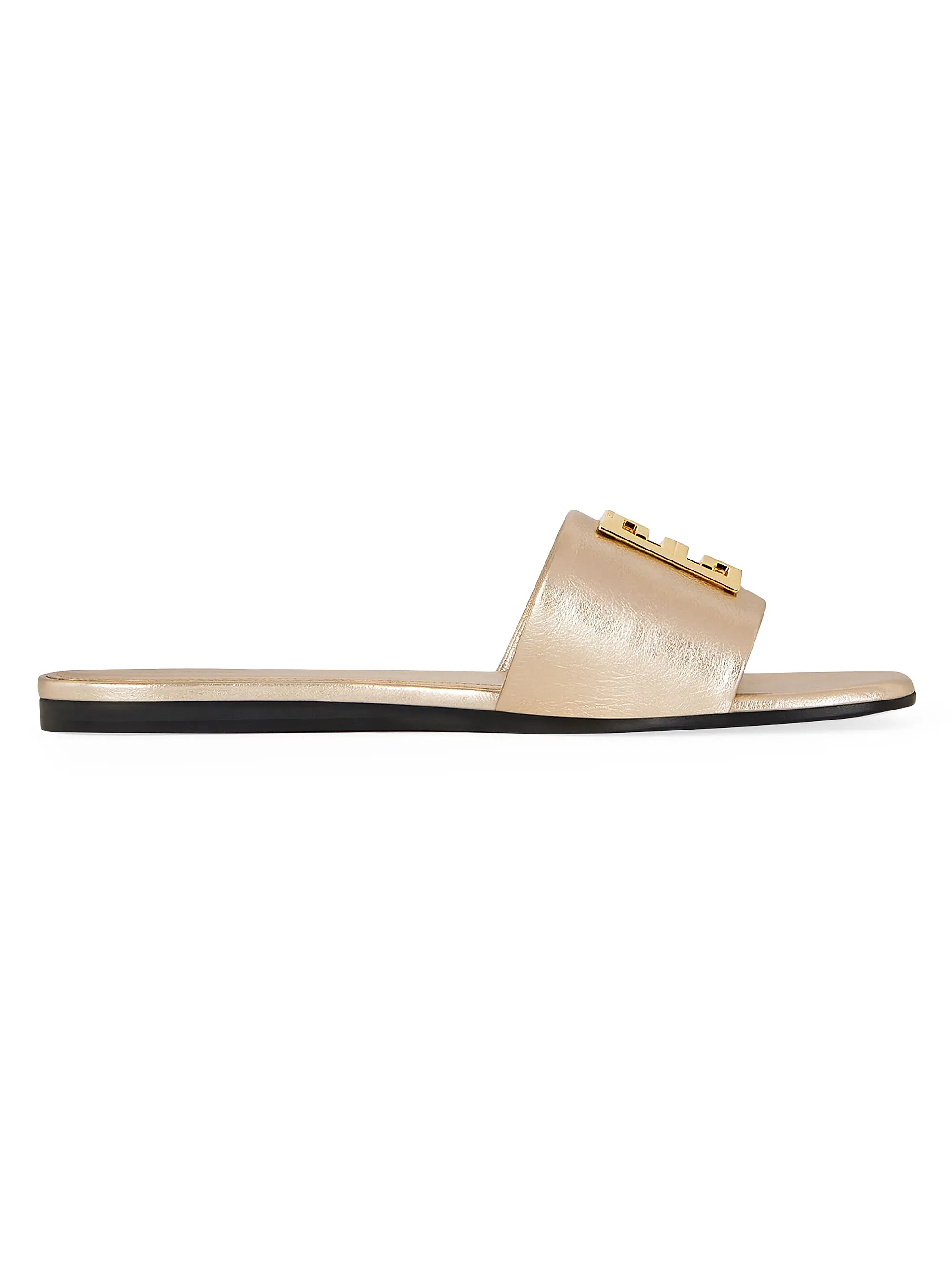Shop Givenchy 4G Flat Mules In Laminated Leather | Saks Fifth Avenue | Saks Fifth Avenue