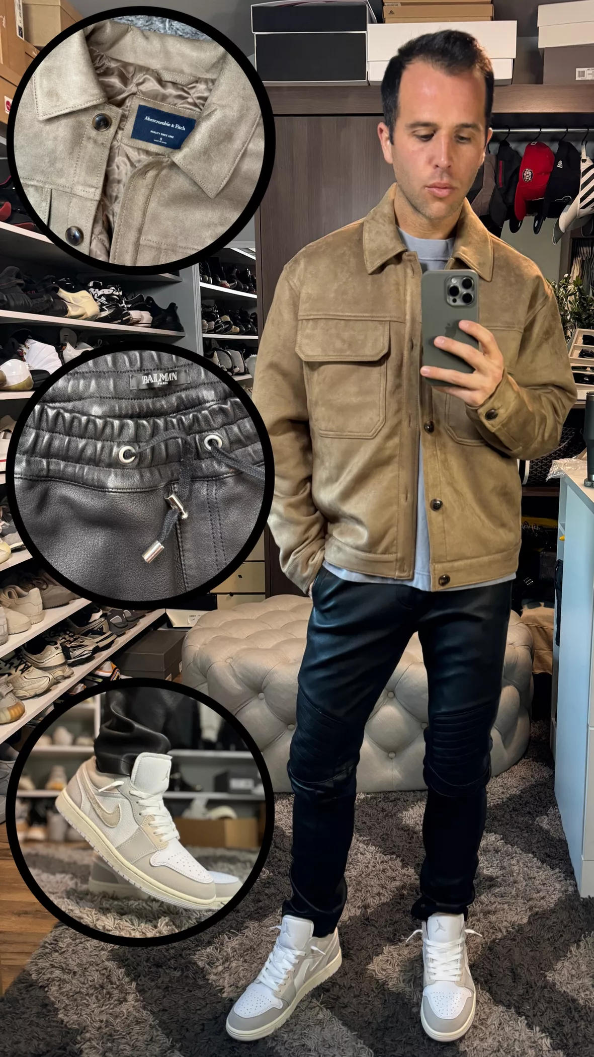 Men's Vegan Leather Zip Trucker Jacket in Black | Size XXL | Abercrombie & Fitch