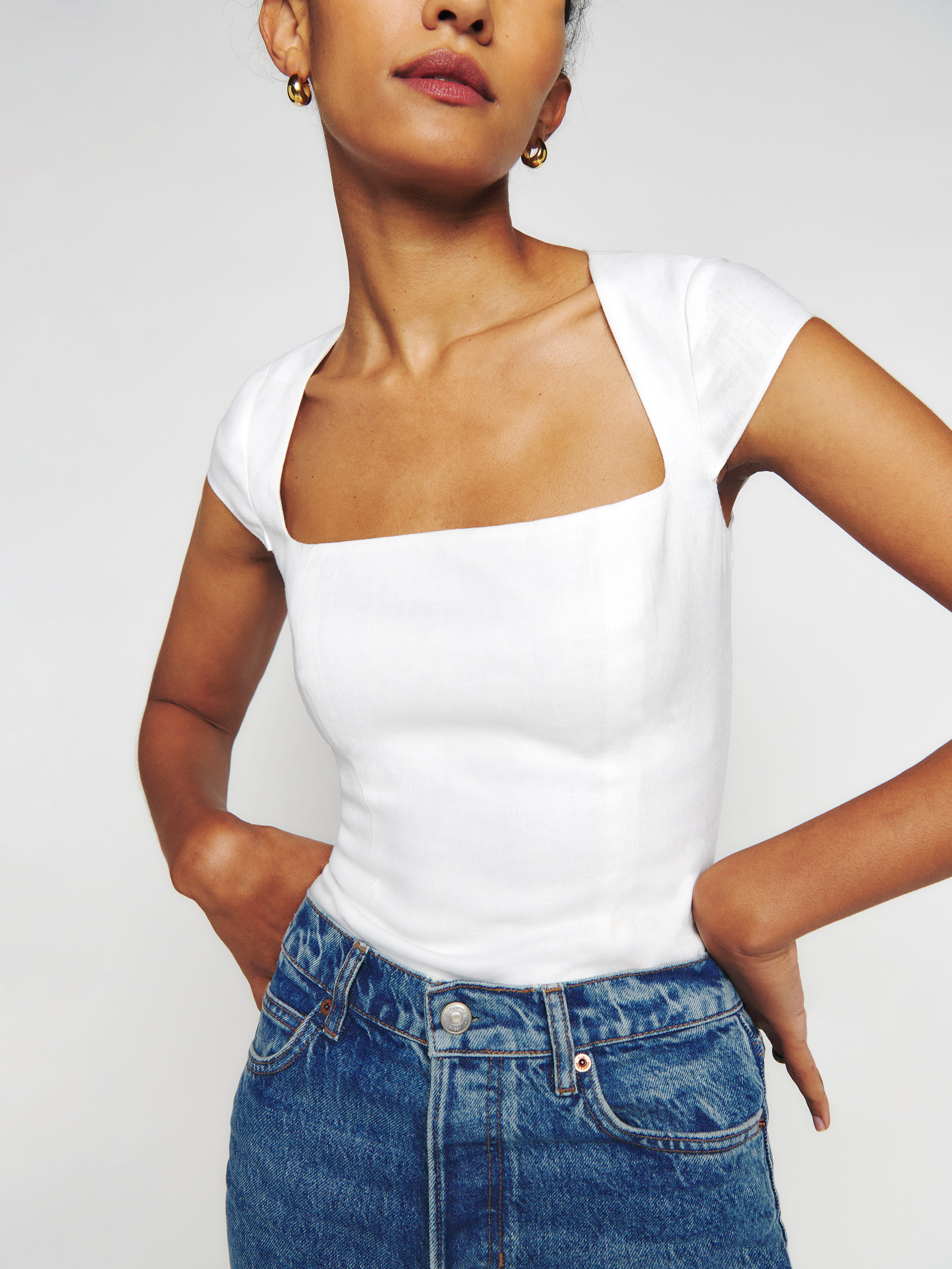 Cora Linen Top | Reformation (Global)