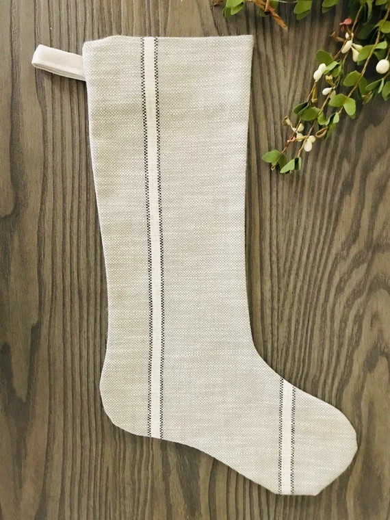 Weathered Stripe Christmas Stocking , Vintage Christmas Stocking, Gray Christmas Stocking, Design... | Etsy (US)