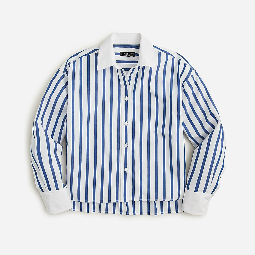 Relaxed-fit cropped cotton poplin shirt in stripe | J. Crew US