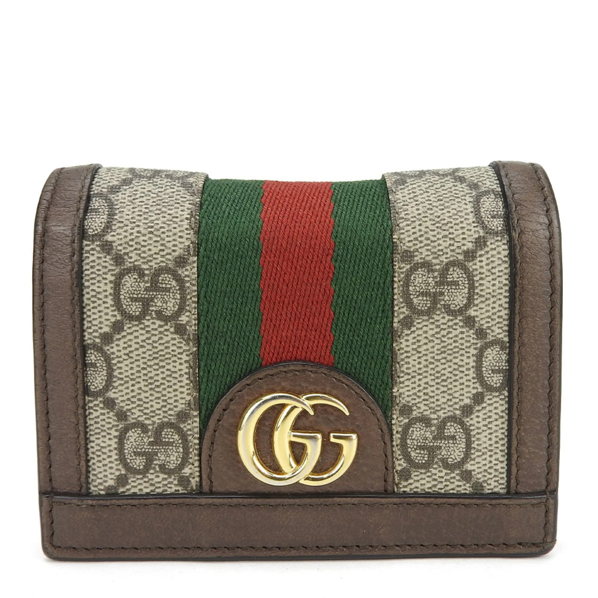 Pre-Owned Gucci Bi-fold Wallet Shelly 523155 Off-Dia GG Supreme Canvas Beige Brown Compact Women'... | Walmart (US)