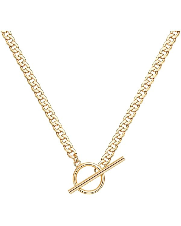 Foxgirl Tennis Necklace 18k Gold Plated Sparkling Tennis Choker Baguette Cubic Zirconia Tennis Ne... | Amazon (US)