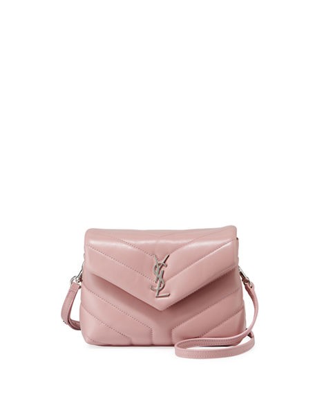 Loulou Monogram YSL Mini V-Flap Calf Leather Crossbody Bag - Nickel Oxide Hardware | Neiman Marcus