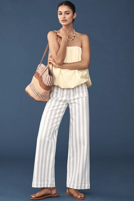 The Colette Striped Full-Length Wide-Leg Pants by Maeve | Anthropologie (US)
