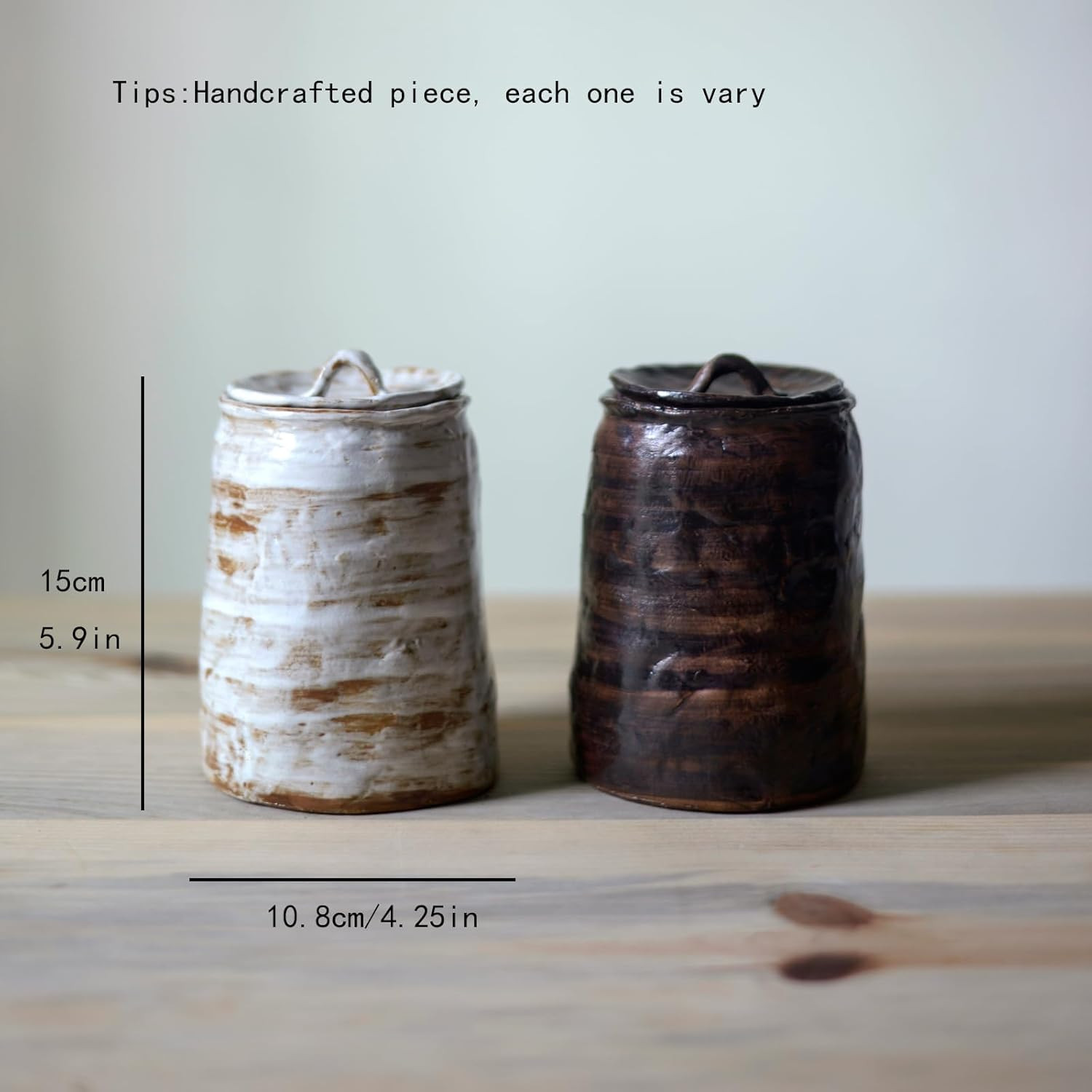 Handmade Stoneware Canister, Vintage Rustic Ceramic Jar, Wabi Sabi Accents for Kitchen/Dining, Na... | Amazon (US)
