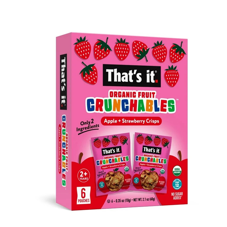 That's It. Crispy, Gluten-Free, Organic Apple + Strawberry Crunchables, 6 Count, Cardboard Box | Walmart (US)
