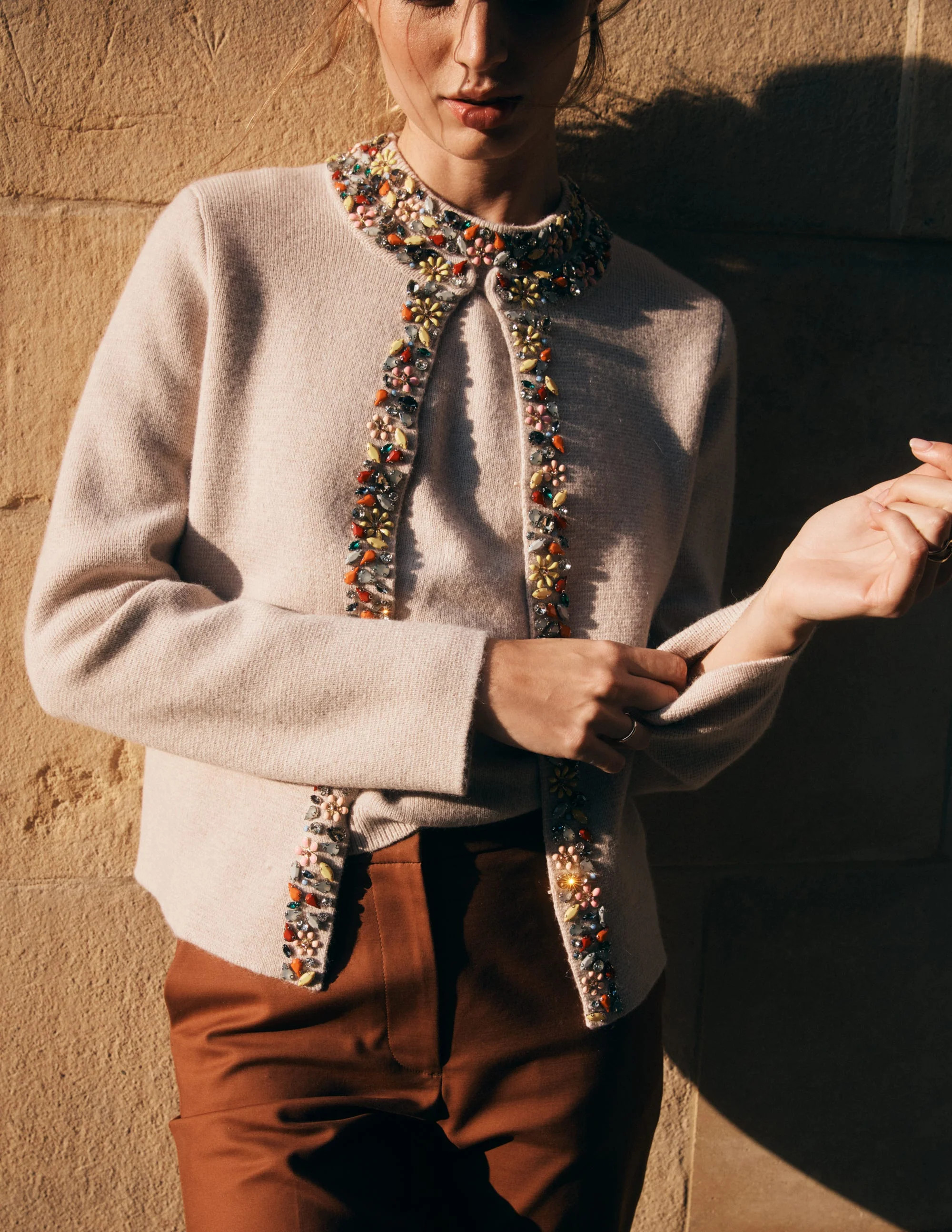 Embellished Crop Cardigan-Chinchilla Melange | Boden (US)