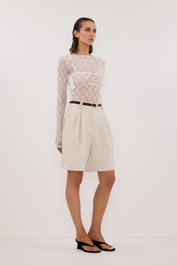 LIZZIE WHITE LACE LONG SLEEVE TOP | DISSH