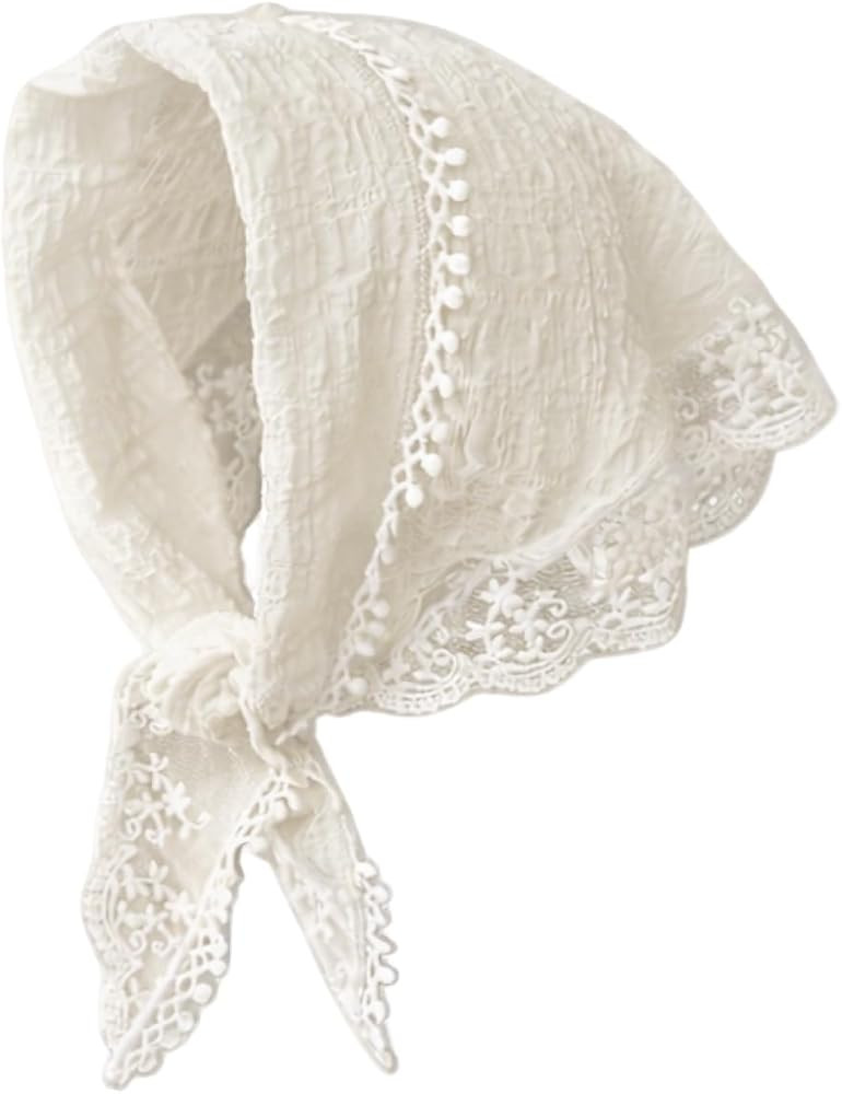 Pa\u00f1uelos blancos para el cabello, diadema para mujer, bufanda de encaje para la cabeza, pa\u... | Amazon (US)