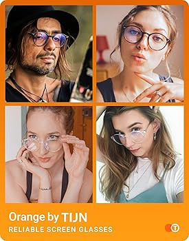 TIJN Blue Light Blocking Glasses Men Women Vintage Thick Round Rim Frame Eyeglasses(Black,Transpa... | Amazon (US)