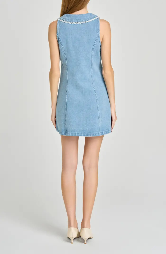 Betsy Lace Trim Sleeveless Denim Minidress | Nordstrom