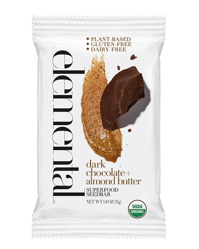 Elemental Superfood Seedbars, Dark Chocolate + Almond Butter, 1.8 Ounce - 12 Pack, 100% Certified... | Amazon (US)