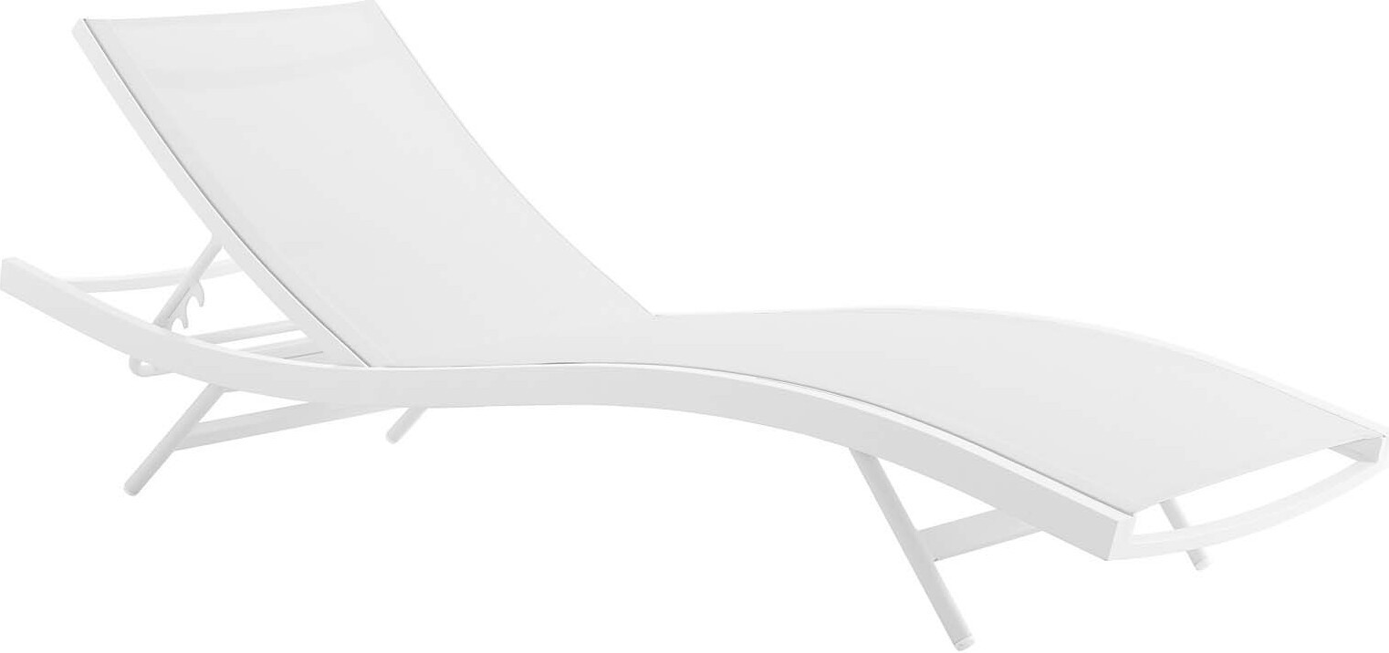 Glimpse White Outdoor Patio Mesh Chaise Lounge Chair | 1stopbedrooms