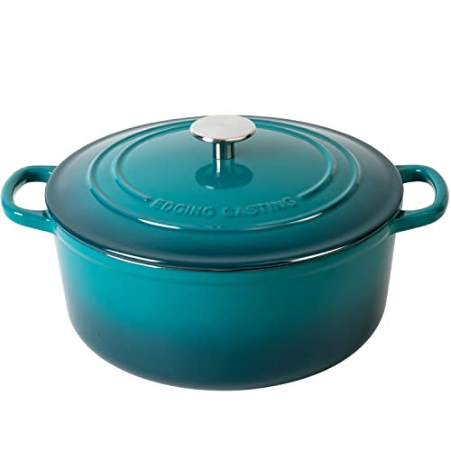 EDGING CASTING Dutch Ovens with Lid, Enameled Cast Iron Covered 5.5 Quart Dutch Oven with Dual Handle, Darkcyan | Amazon (US)