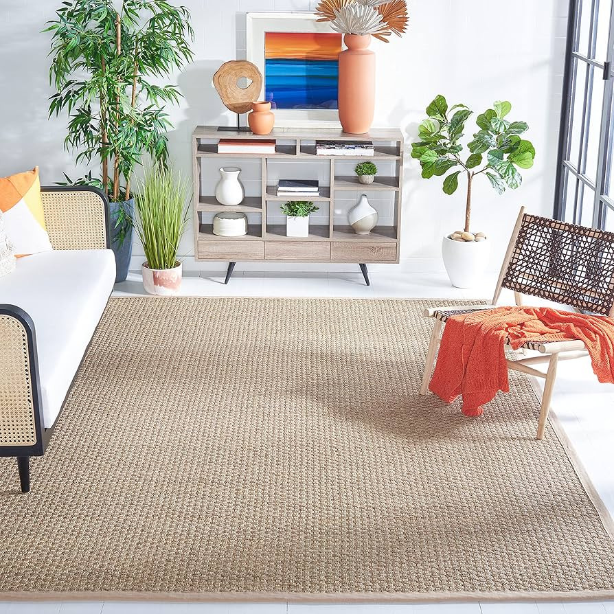 SAFAVIEH Area Rug 9x12 - Natural Fiber Collection - Large - Natural & Beige, Seagrass, Basketweav... | Amazon (US)