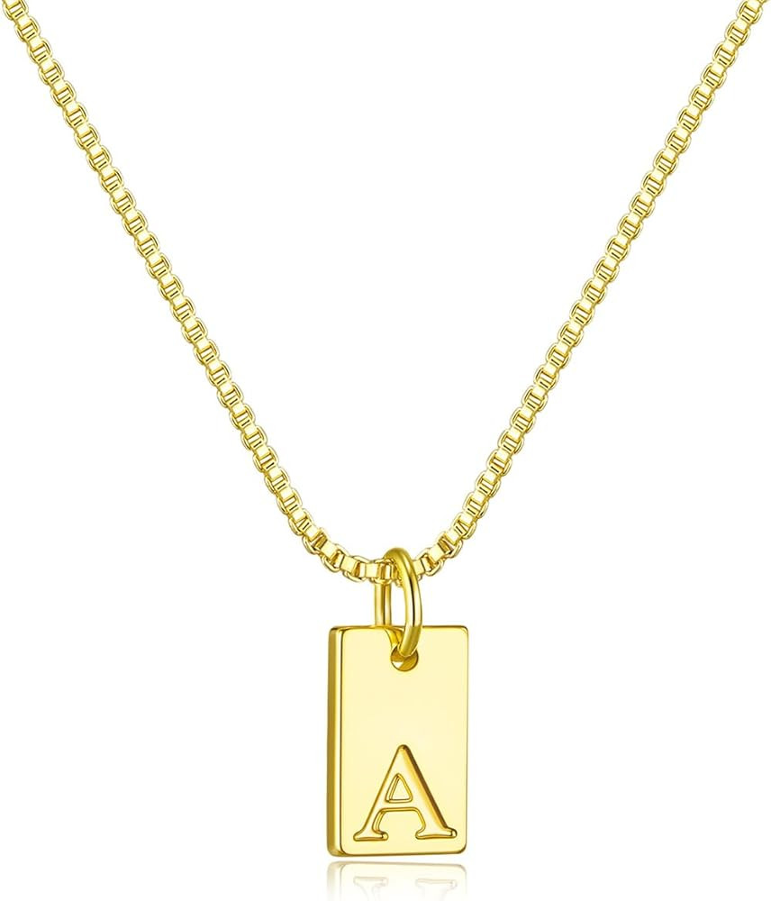 Initial Necklaces for Women 14K Gold Plated Letter Necklace Dainty Gold Name Necklace Personalize... | Amazon (US)