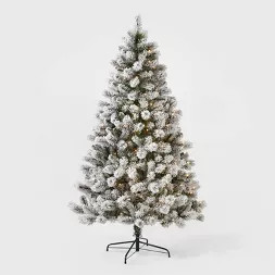 6.5ft Pre-lit Flocked Douglas Fir Artificial Christmas Tree Clear Lights - Wondershop™ | Target
