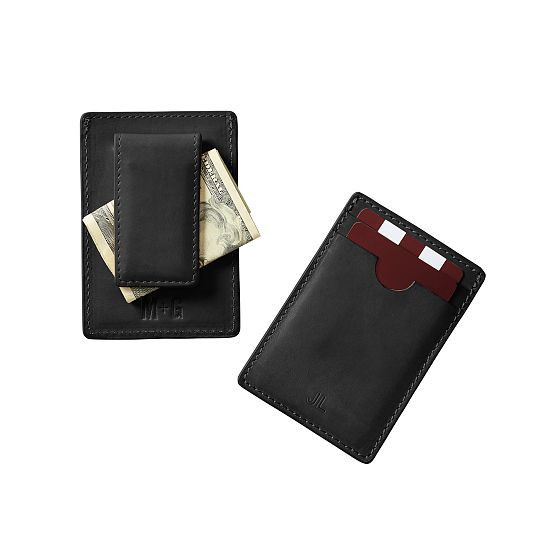 Leather Money Clip Wallet, Leather, Black | Mark and Graham