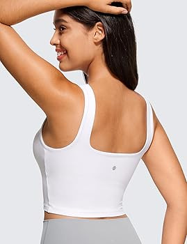 CRZ YOGA Butterluxe Womens Square Neck Longline Sports Bra - Workout Crop Tank Tops Padded Yoga C... | Amazon (US)