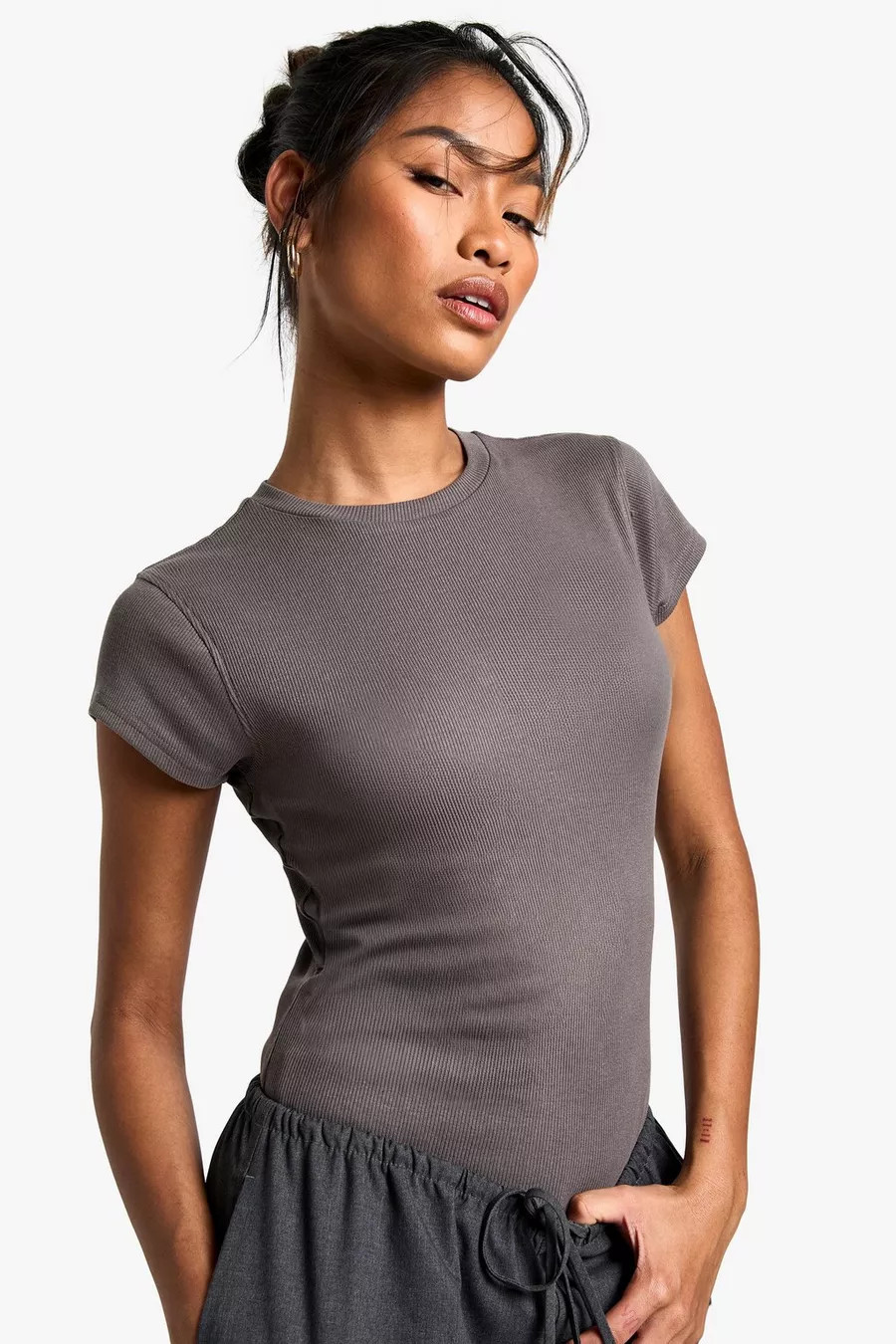 Boohoo Basics Short Sleeve Crew Neck Bodysuit | Boohoo.com (UK & IE)