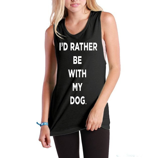 I'D RATHER BE WITH MY DOG Women's Solid Muscle Tank Top, Black, Medium - Chewy.com | Chewy.com